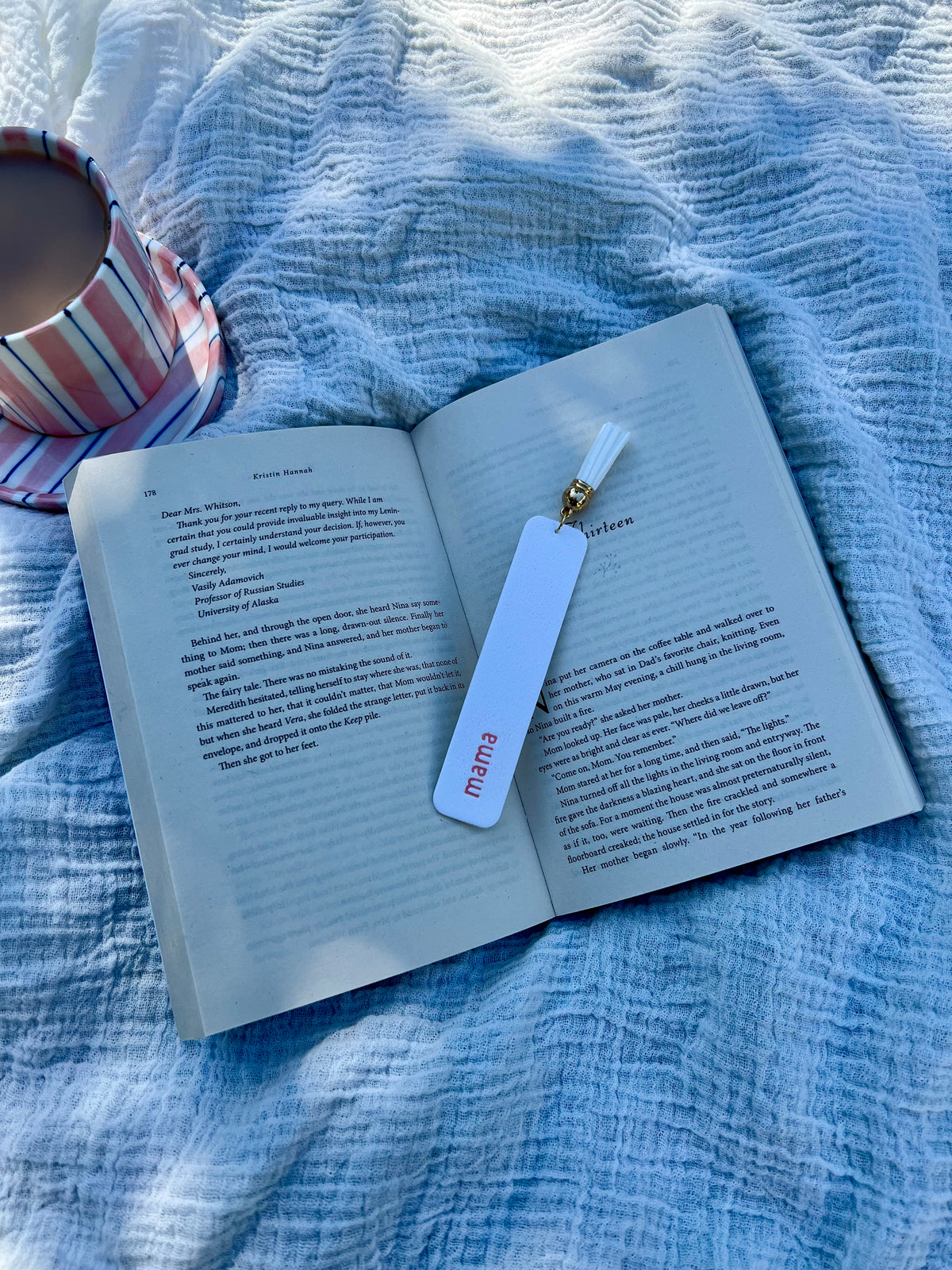 Mama Bookmark - White Tassel